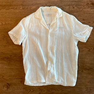 Saturdays NYC Cotton Gauze Canty Short Sleeve Shirt Ivory M